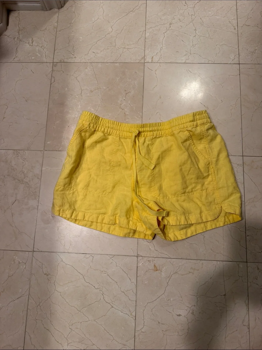 J. Crew Bright Yellow Linen-Blend Drawstring Athletic Shorts